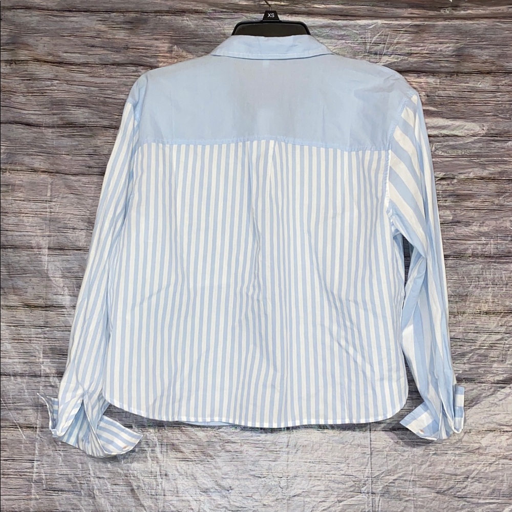 Sold* Maurices Blue & White Striped Button Down Cropped Top - Picture 5 of 7